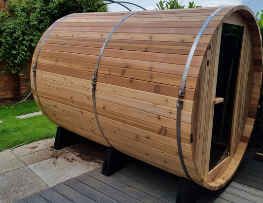 8ft Barrel Sauna  (8ft x 6ft) Rustic cedar