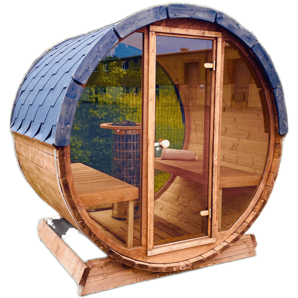 1.6m Barrel Sauna with Rear Panoramic Wall